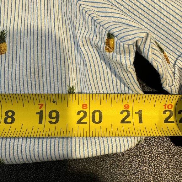 Denim & Flower Ricky Singh Mens L Pineapple Pinstripe Button Down Shirt Casual - Picture 6 of 6